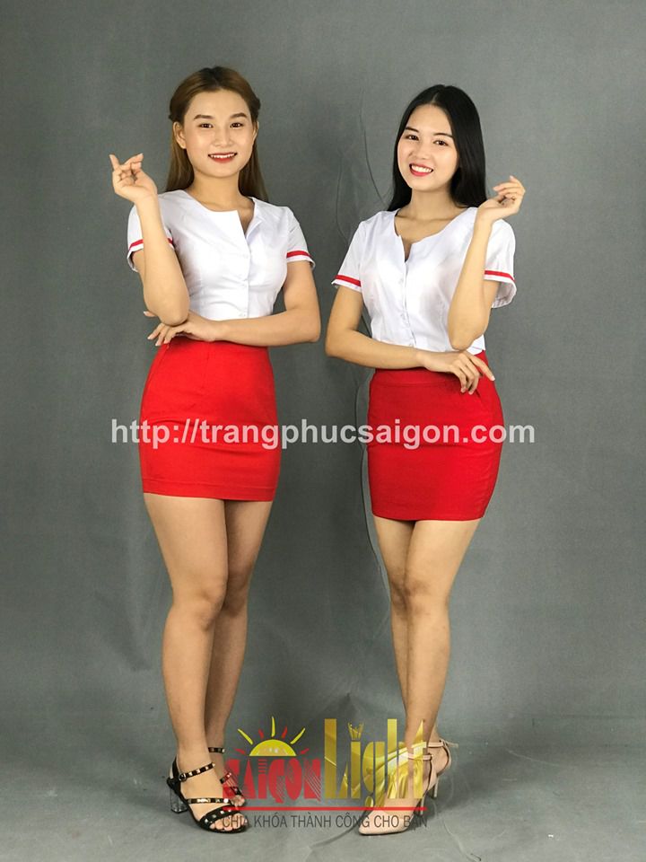 cho thuê set chân váy đỏ áo trắng giá rẻ