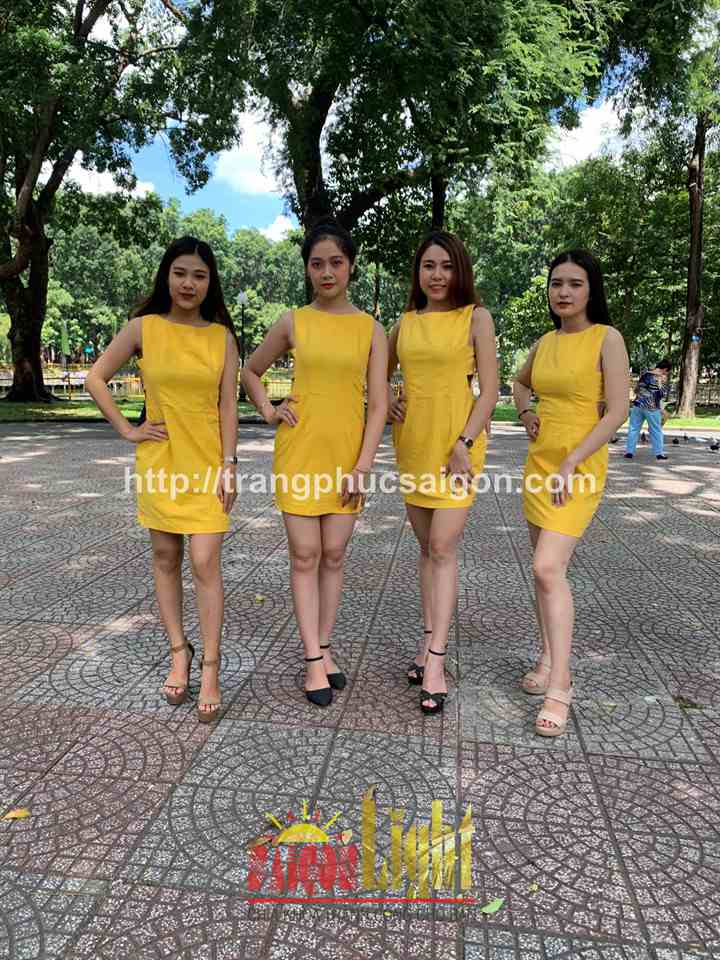 cho thuê đầm vàng giá rẻ