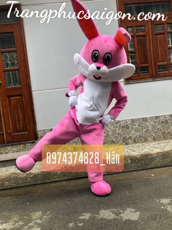 cho thuê mascot thỏ hồng(tím) giá rẻ
