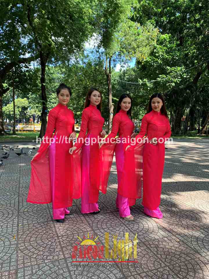 cho thuê áo dài màu hồng sen giá rẻ