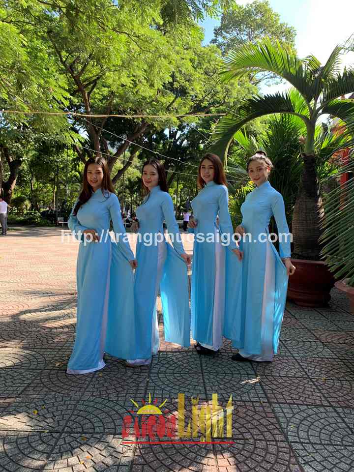 cho thuê áo dài lụa màu xanh ngọc giá rẻ