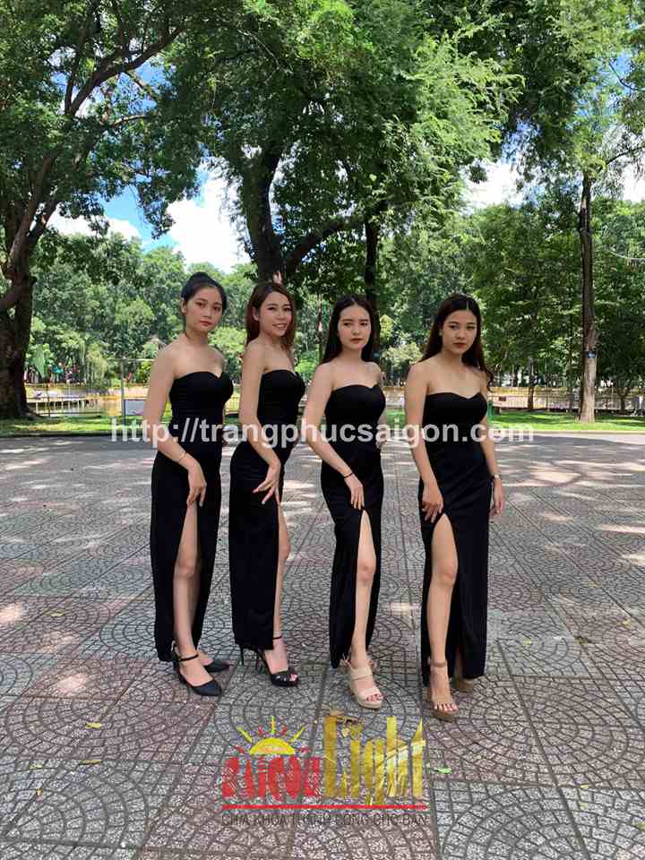 cho thuê đầm cúp ngực màu đen dài giá rẻ