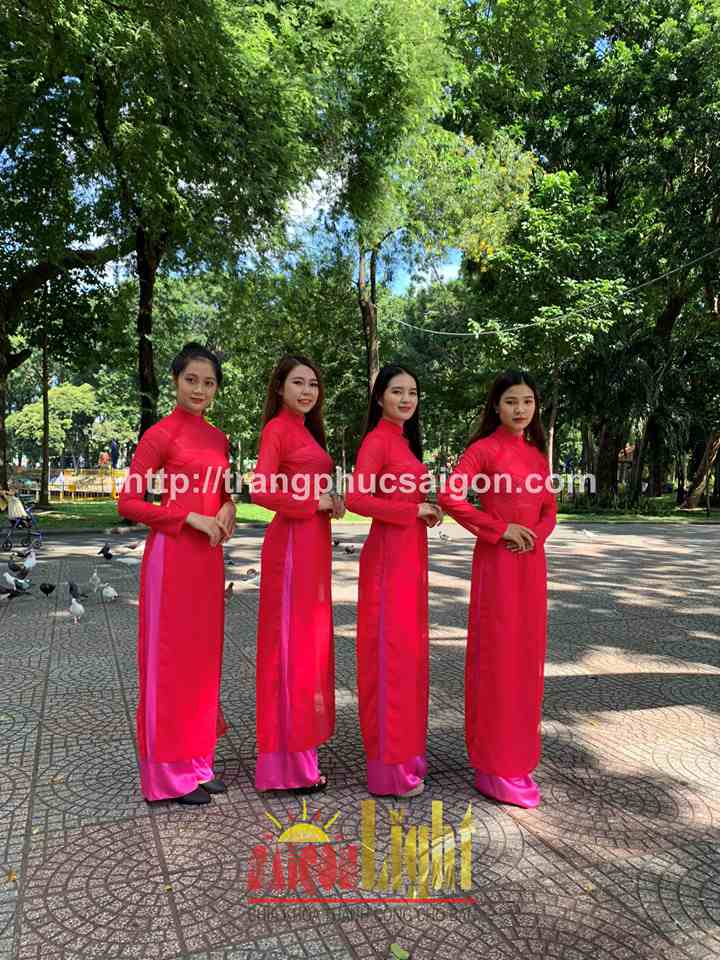cho thuê áo dài màu hồng sen giá rẻ