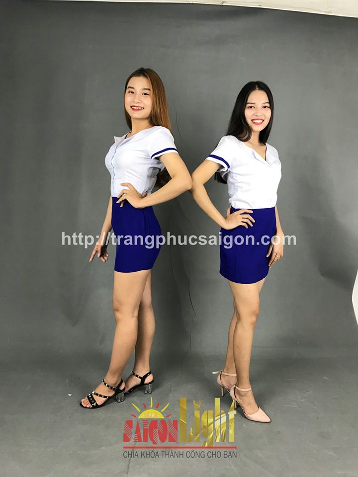 cho thuê set chân váy xanh áo trắng giá rẻ