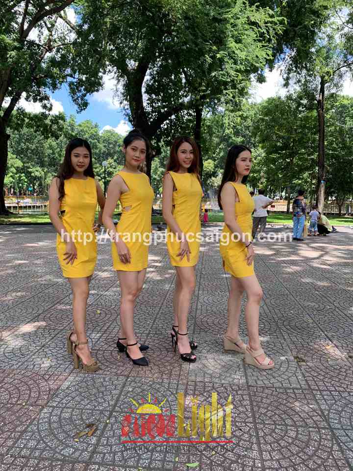 cho thuê đầm vàng giá rẻ