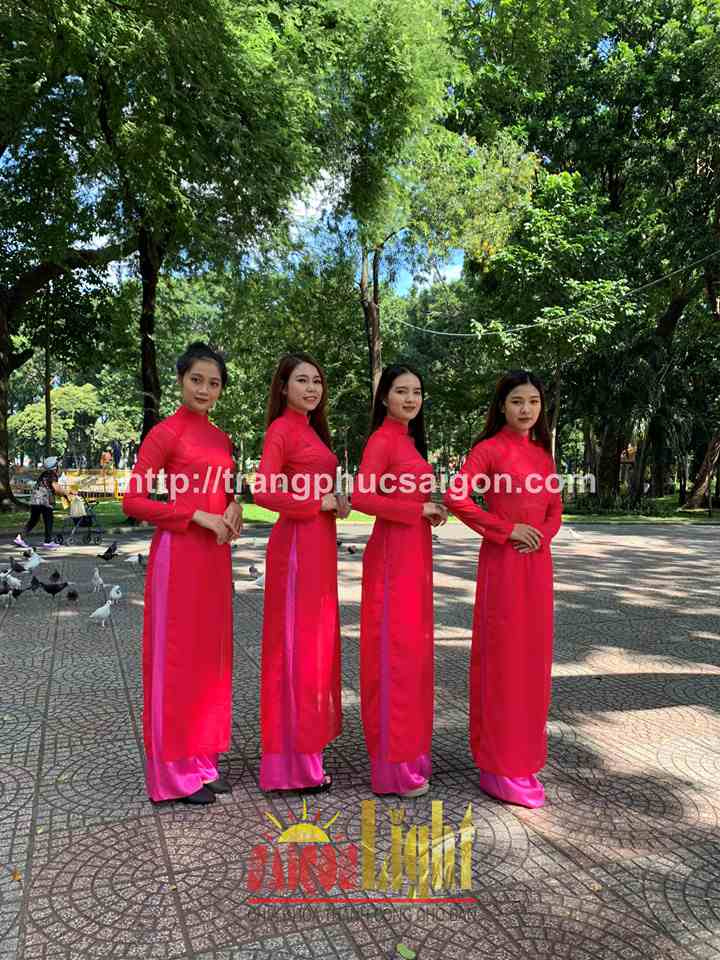 cho thuê áo dài màu hồng sen giá rẻ