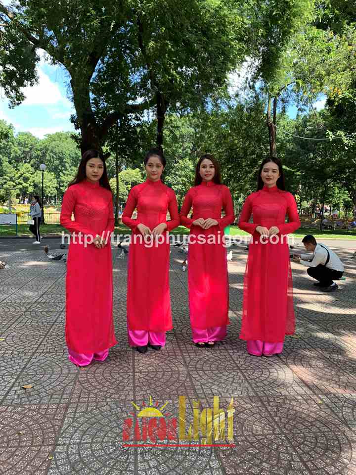 cho thuê áo dài màu hồng sen giá rẻ