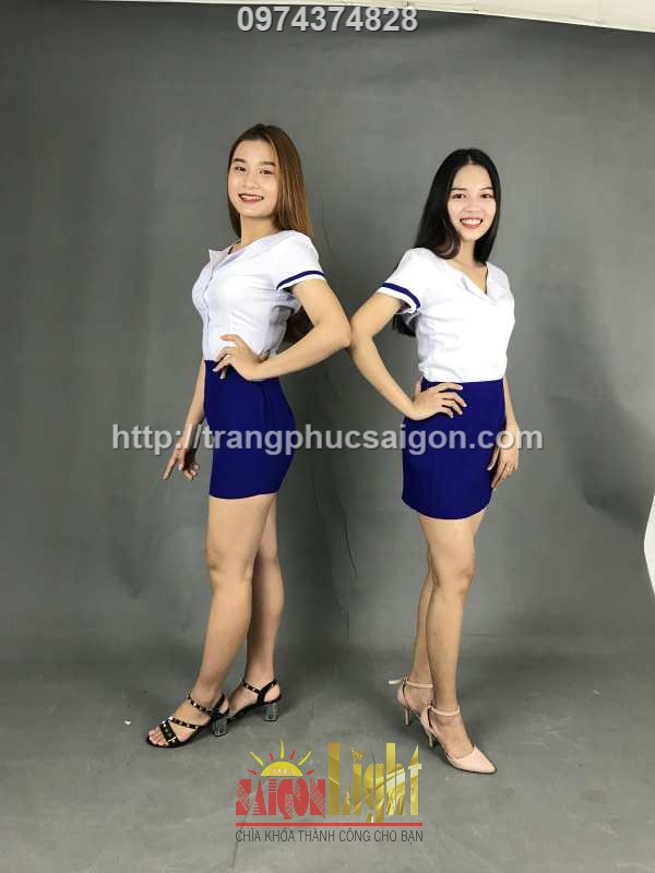 cho thuê áo trắng phối váy xanh giá rẻ