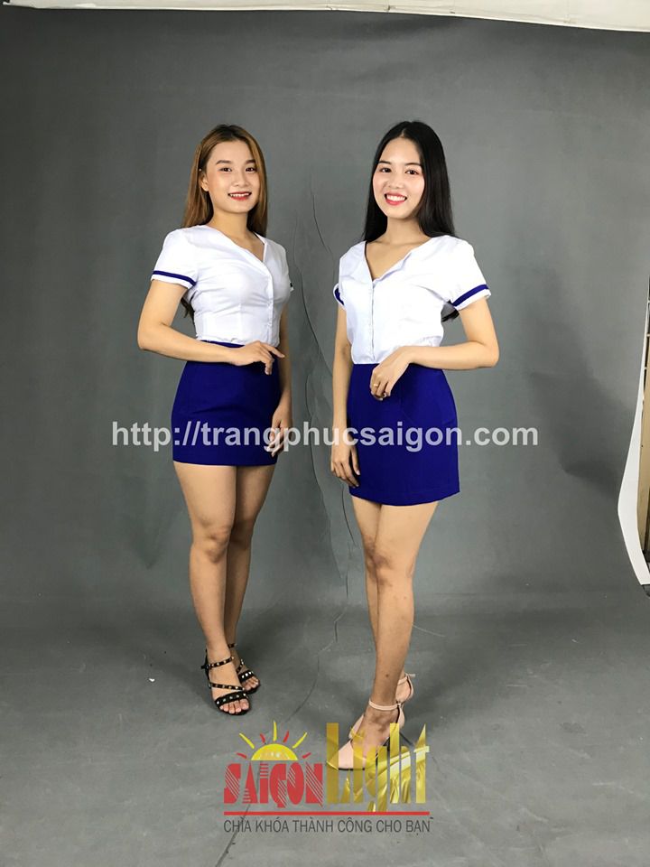 cho thuê set chân váy xanh áo trắng giá rẻ
