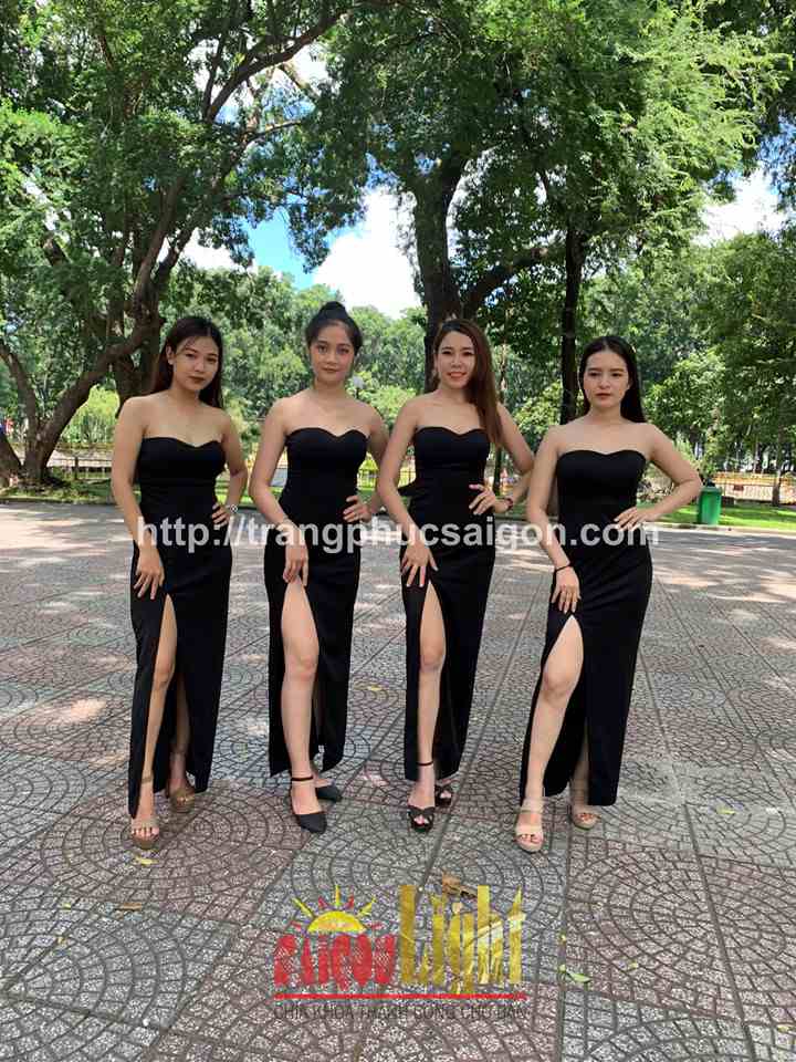 cho thuê đầm cúp ngực màu đen dài giá rẻ