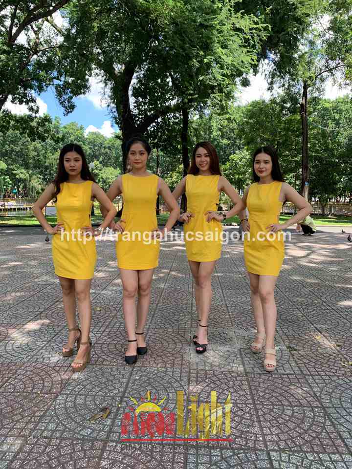 cho thuê đầm vàng giá rẻ