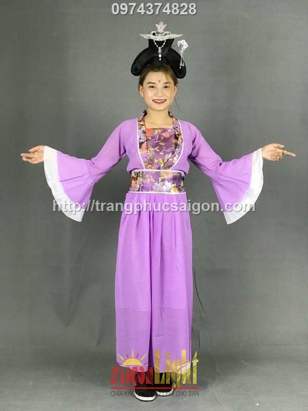 cho thuê đồ cổ trang màu tím tay xòe giá rẻ