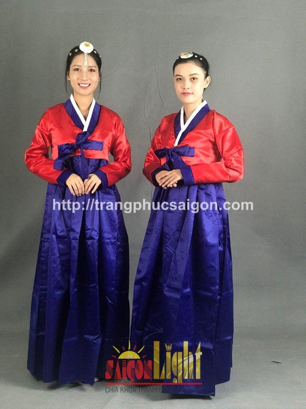 cho thuê hanbok màu đỏ xanh giá rẻ