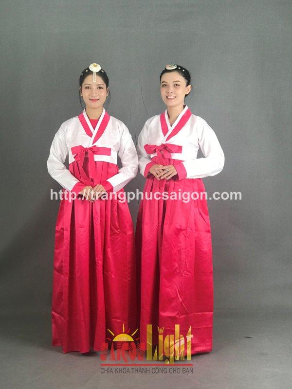 cho thuê hanbok màu trắng hồng giá rẻ